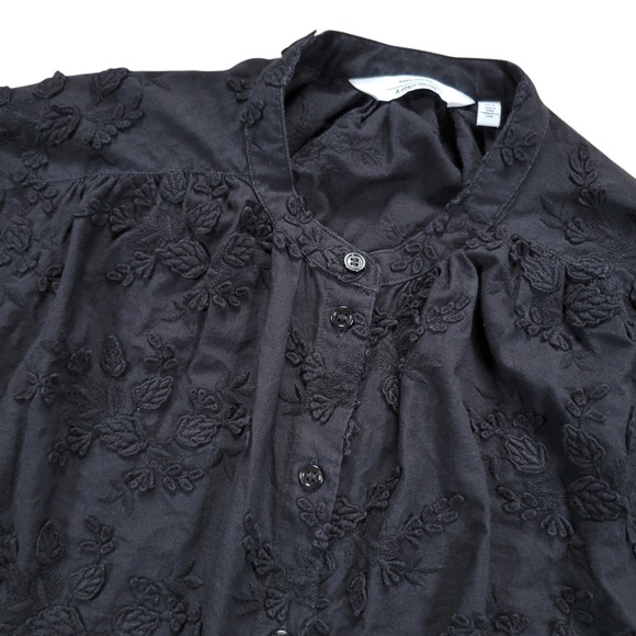 & Other Stories Voluminous Floral Applique Blouse Womens 10 Black Victorian Dark - Picture 4 of 8